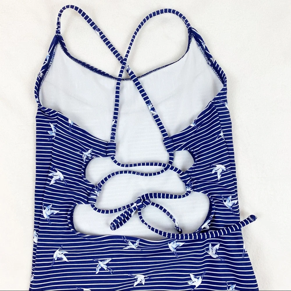 Copper Key striped bird‎ crisscrossed back swimsuit